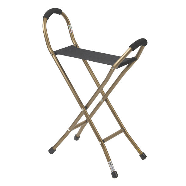 Foldable stool with black seat on a white background