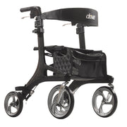 Black rollator with basket on a white background