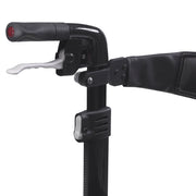 Close-up of a black bicycle handlebar with brake lever on a white background