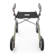 Rollator with a black seat on a white background