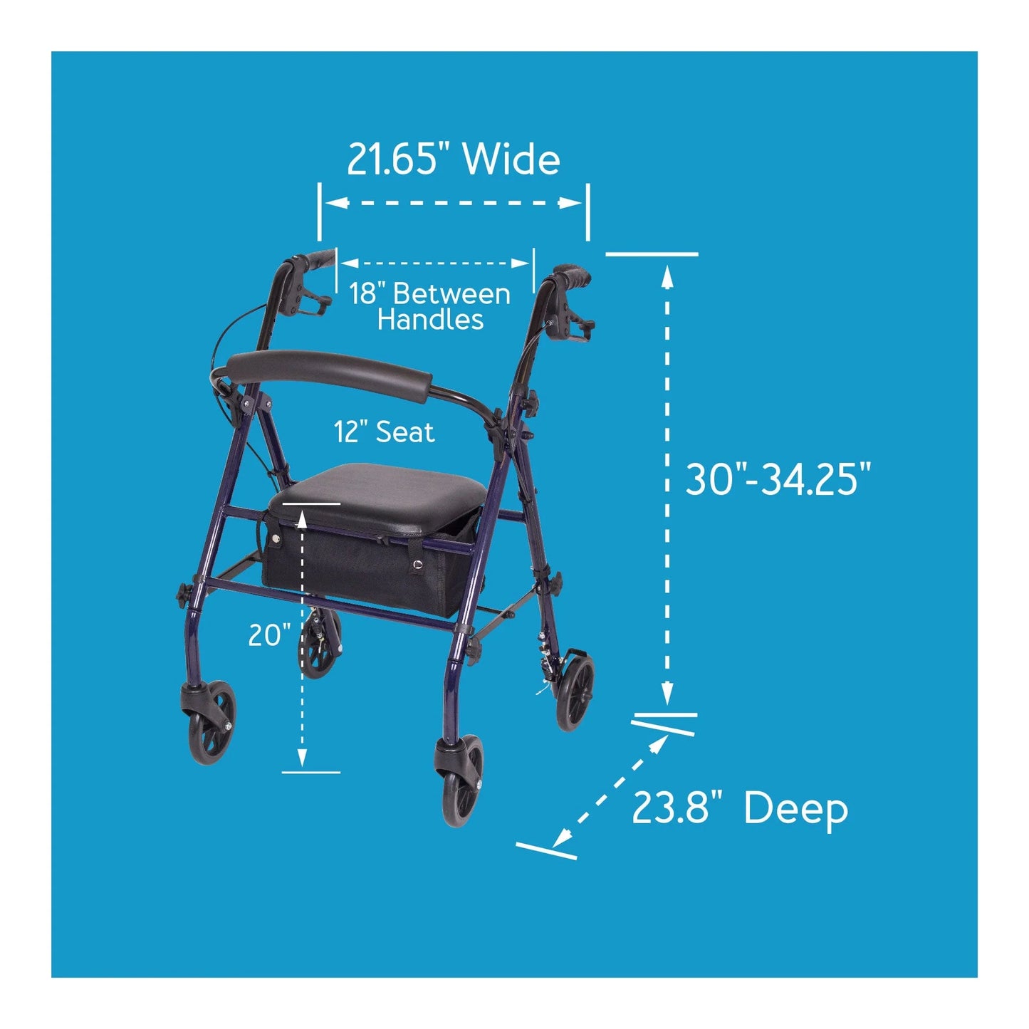 Carex Steel Rolling Walker with Seat