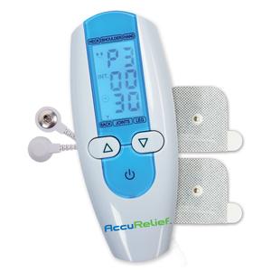 AccuRelief electronic device with digital display on a white background