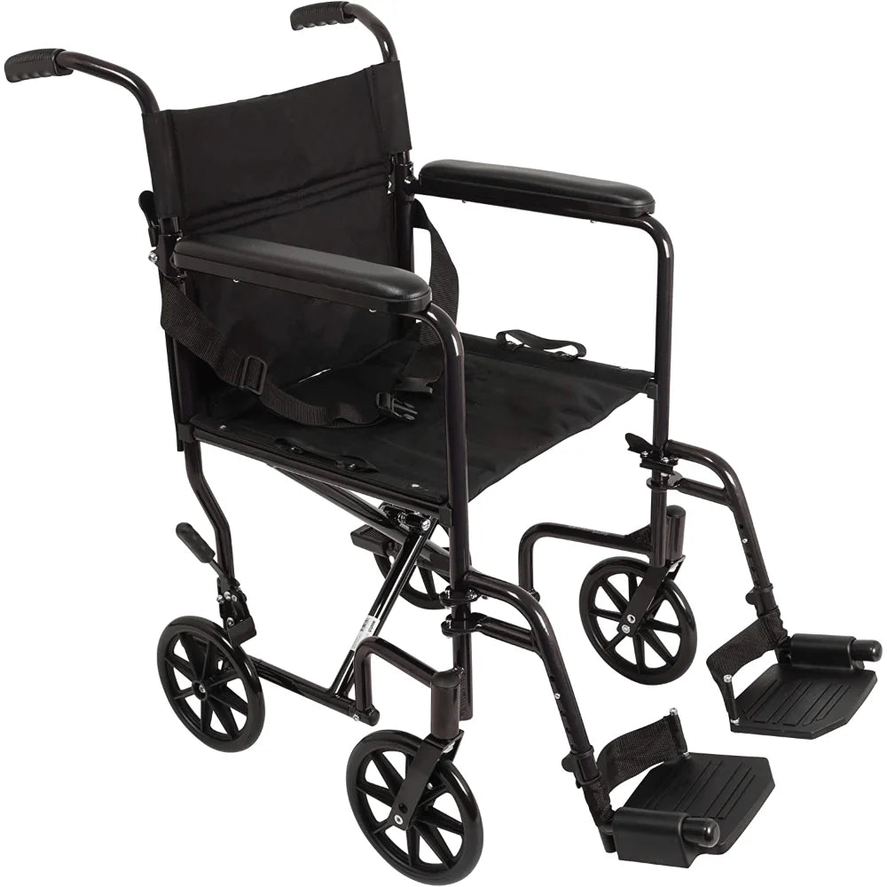 Black manual wheelchair on a white background