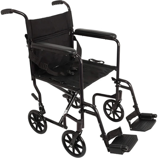 Black manual wheelchair on a white background