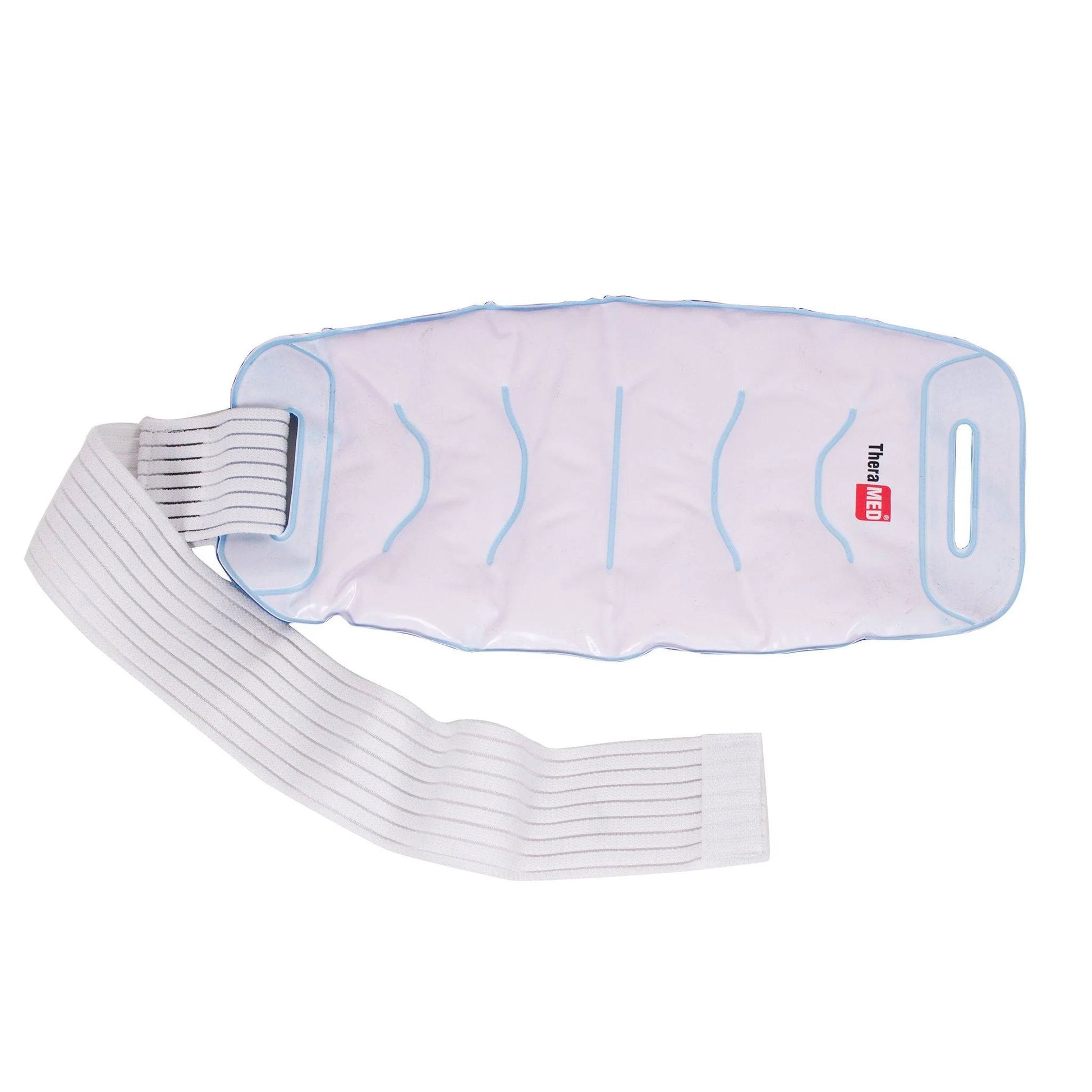 White compression garment with blue markings on a white background