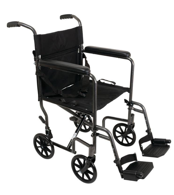 Black manual wheelchair on a white background