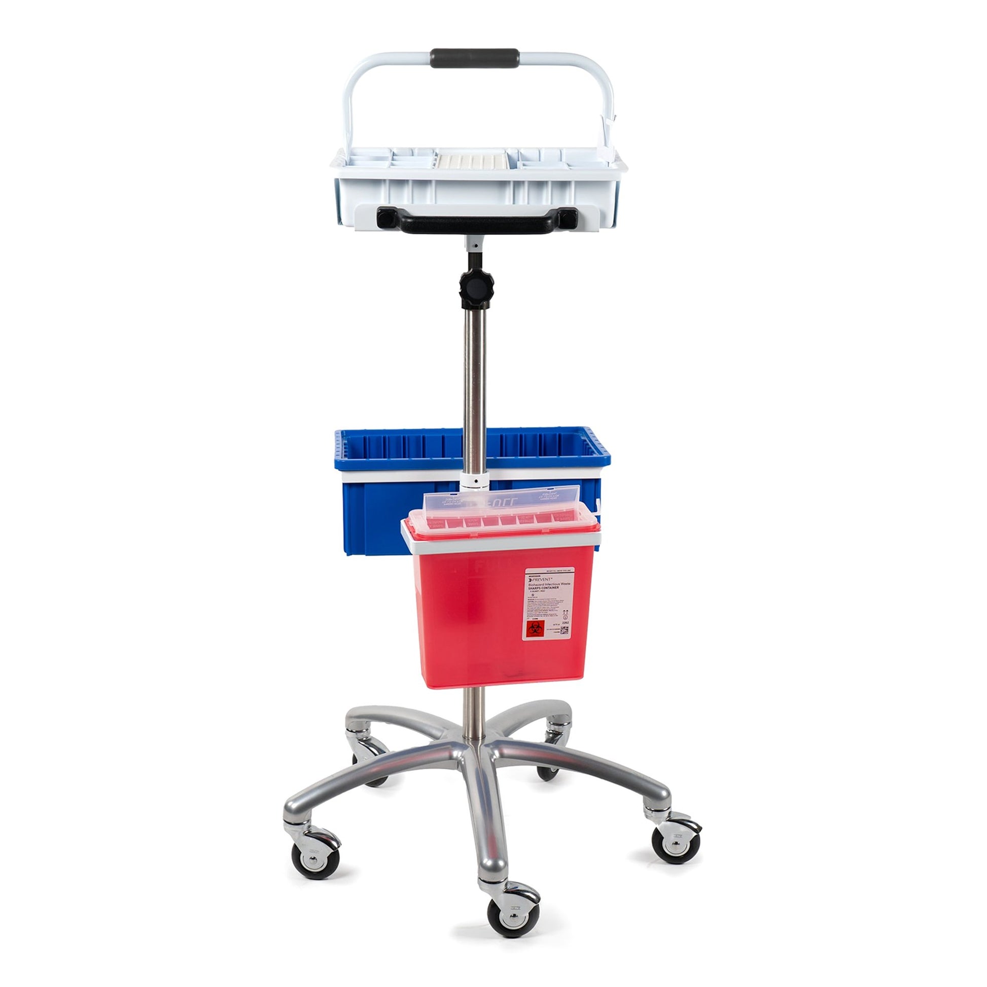 Medical cart with storage bins on a white background