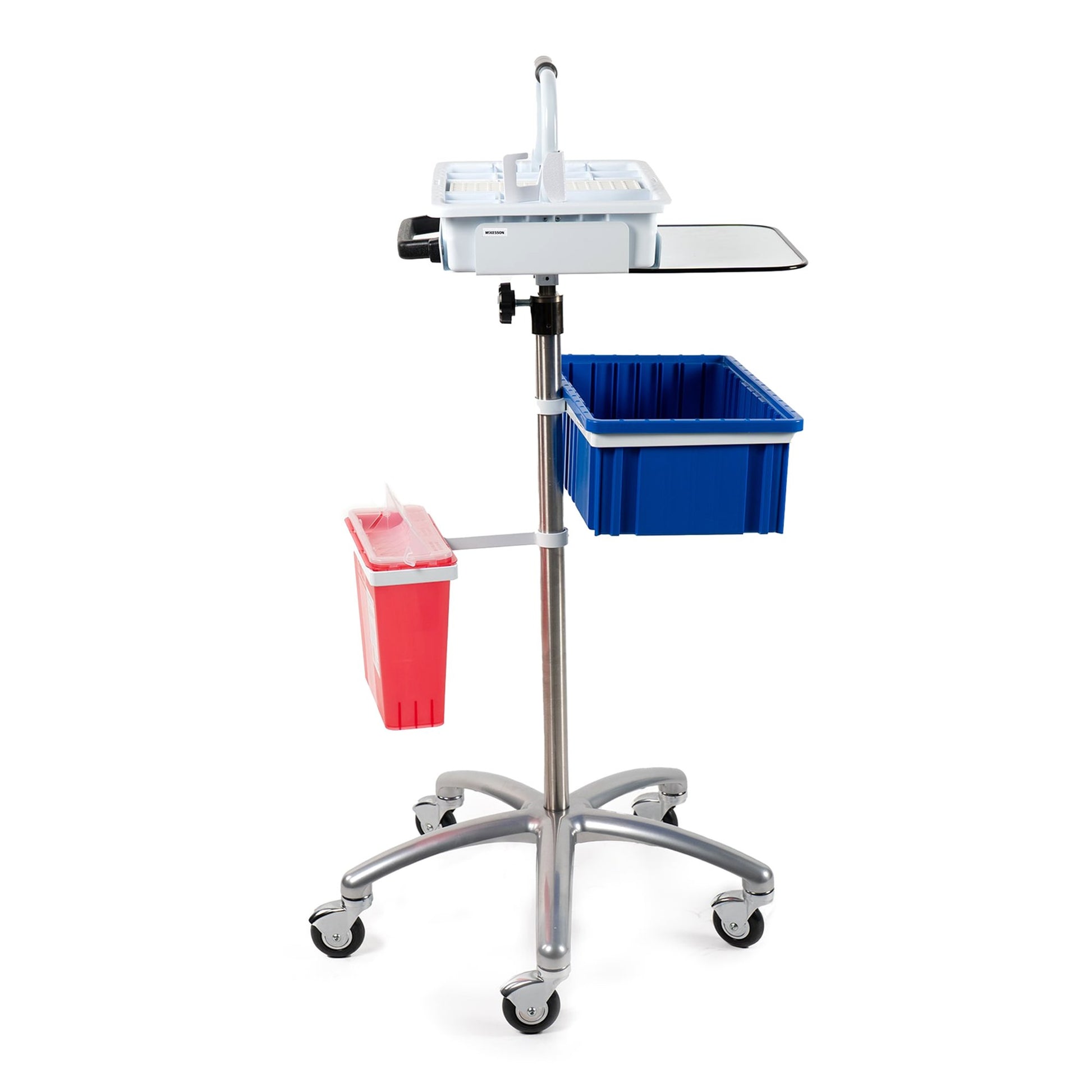 Medical cart with various compartments on a white background