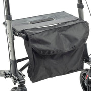 Black bag attached to a walker on a white background