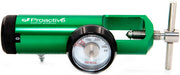 Green medical pressure gauge with needle indicator on a white background