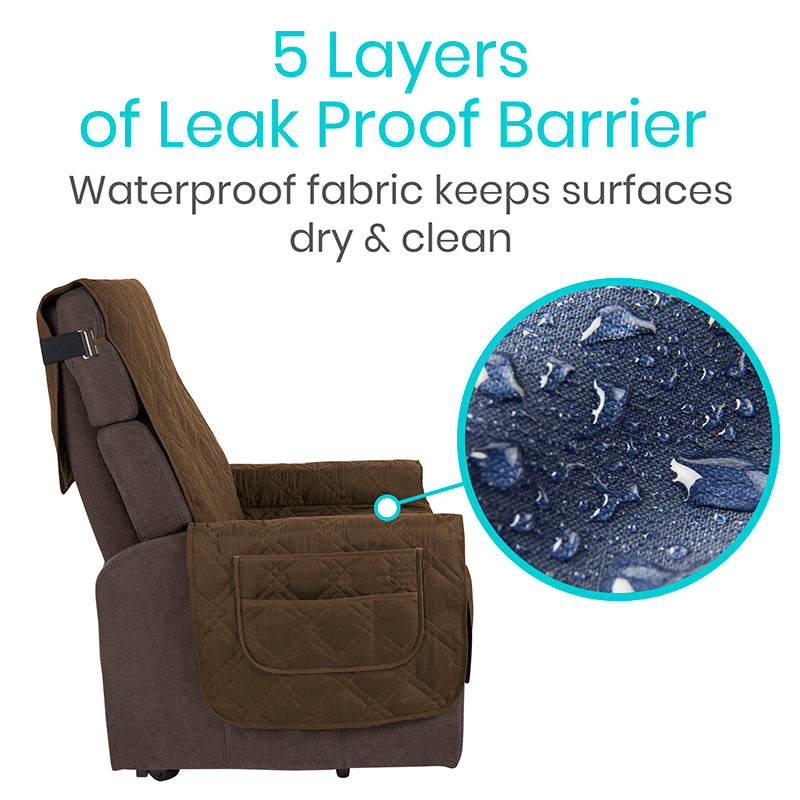 Full Chair Incontinence Pad - Waterproof Recliner Cover with Armrest Protection