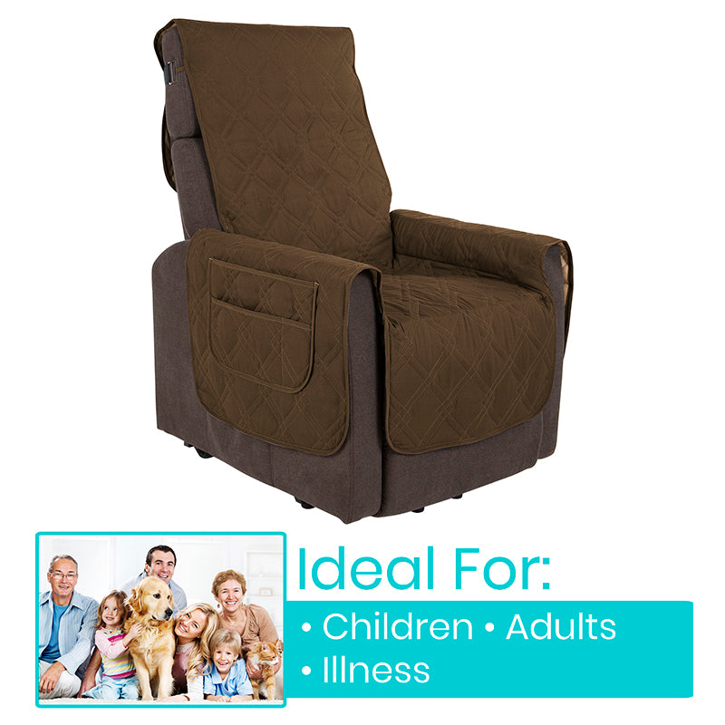 Full Chair Incontinence Pad - Waterproof Recliner Cover with Armrest Protection