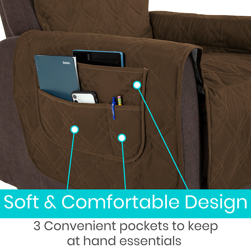 Full Chair Incontinence Pad - Waterproof Recliner Cover with Armrest Protection