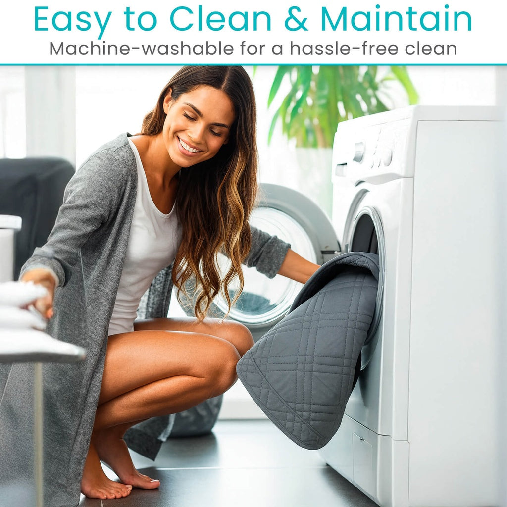 waterproof chair protector being put in a washing machine