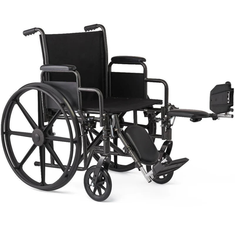Black wheelchair with reclining backrest on a white background