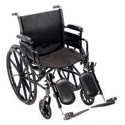 Black manual wheelchair with various attachments on a white background