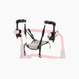 Baby seat with safety bars on a white background