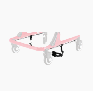 Pink baby stroller frame on a white background