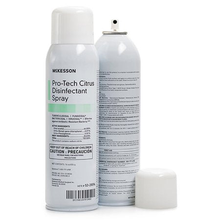 Two McKesson Pro-Tech Citrus Disinfectant Spray bottles on a white background
