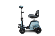 Blue mobility scooter with a seat on a white background