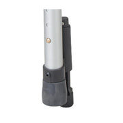 Gray and silver adjustable stand on a white background