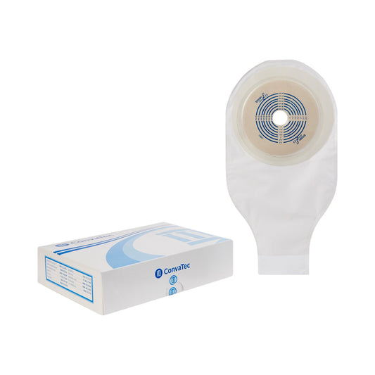 Convatec stoma bag and packaging on a white background