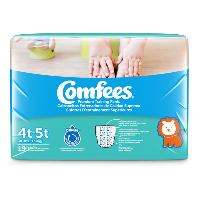 Pack of Comfees premium training pants for children aged 4t-5t on a white background