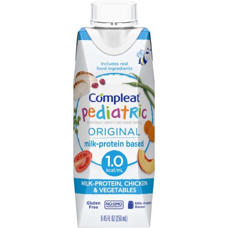 Compleat Pediatric milk-protein based product packaging on a white background
