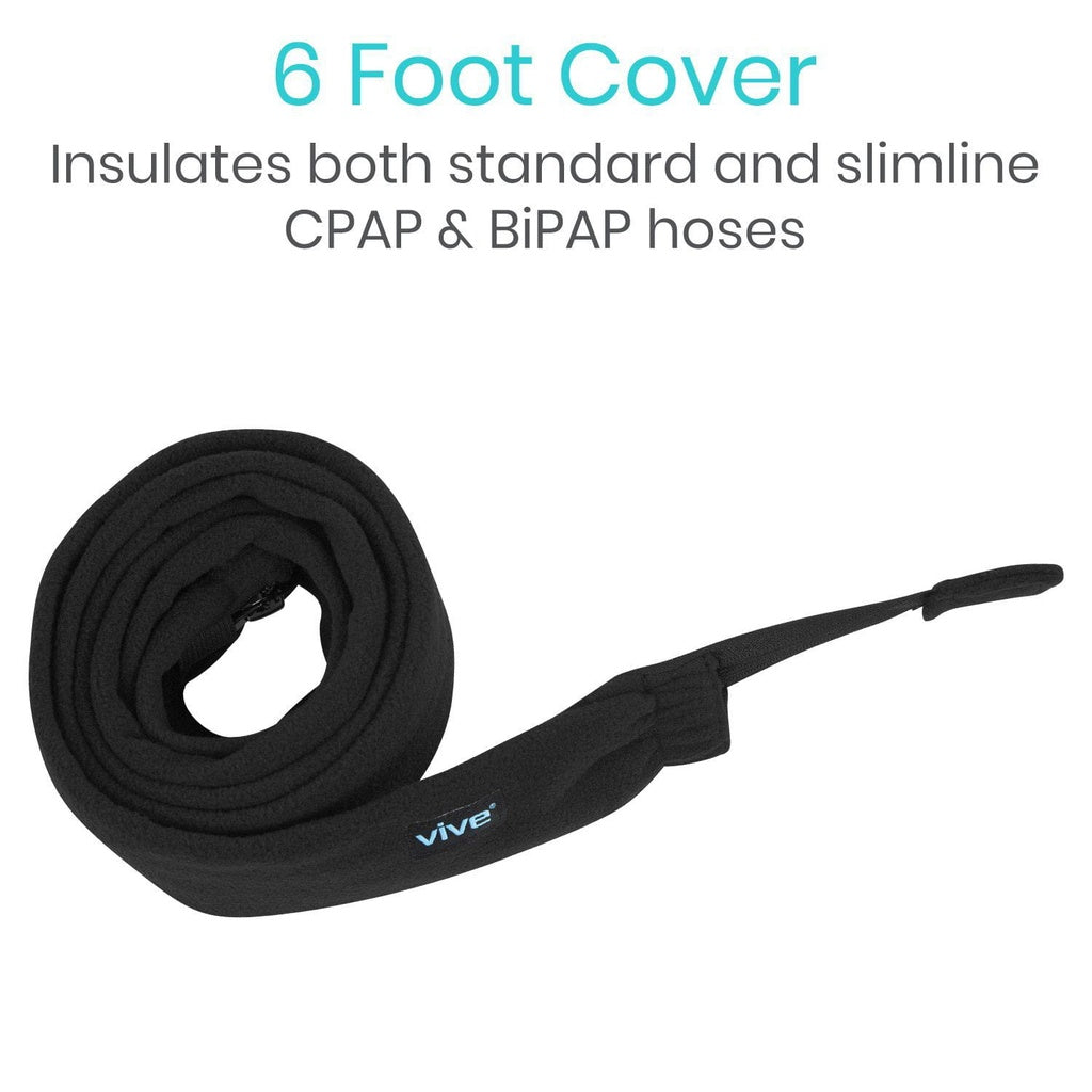 Black 6-foot cover for CPAP and BiPAP hoses with 'Vive' branding on a white background.