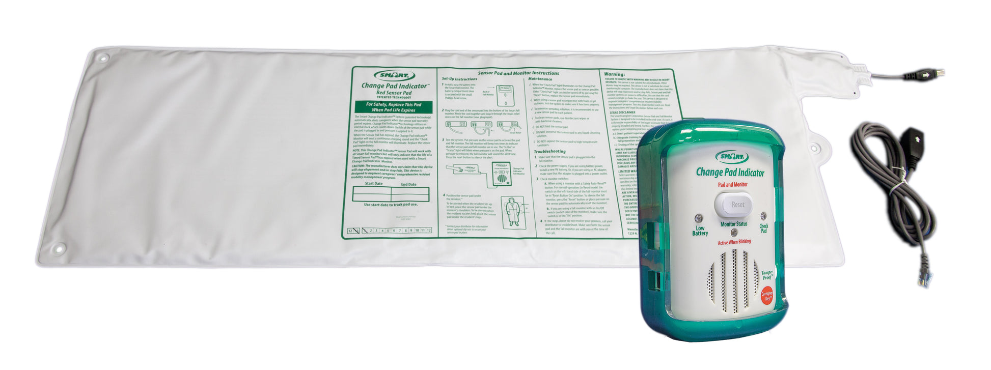 change pad with packaging and power cable on a white background