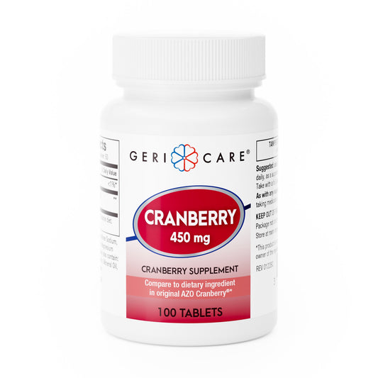 Geri Care cranberry supplement bottle on a white background
