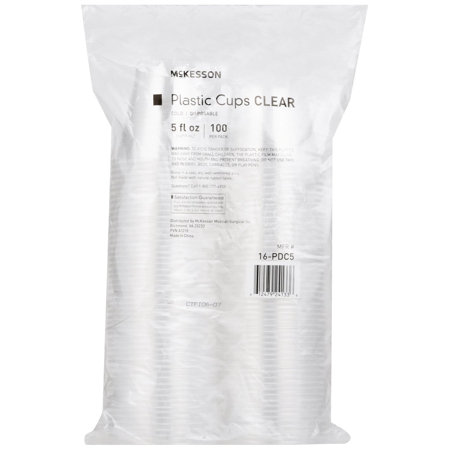 McKesson Clear Plastic Cups - 5 oz Disposable Polypropylene Drinking Cups