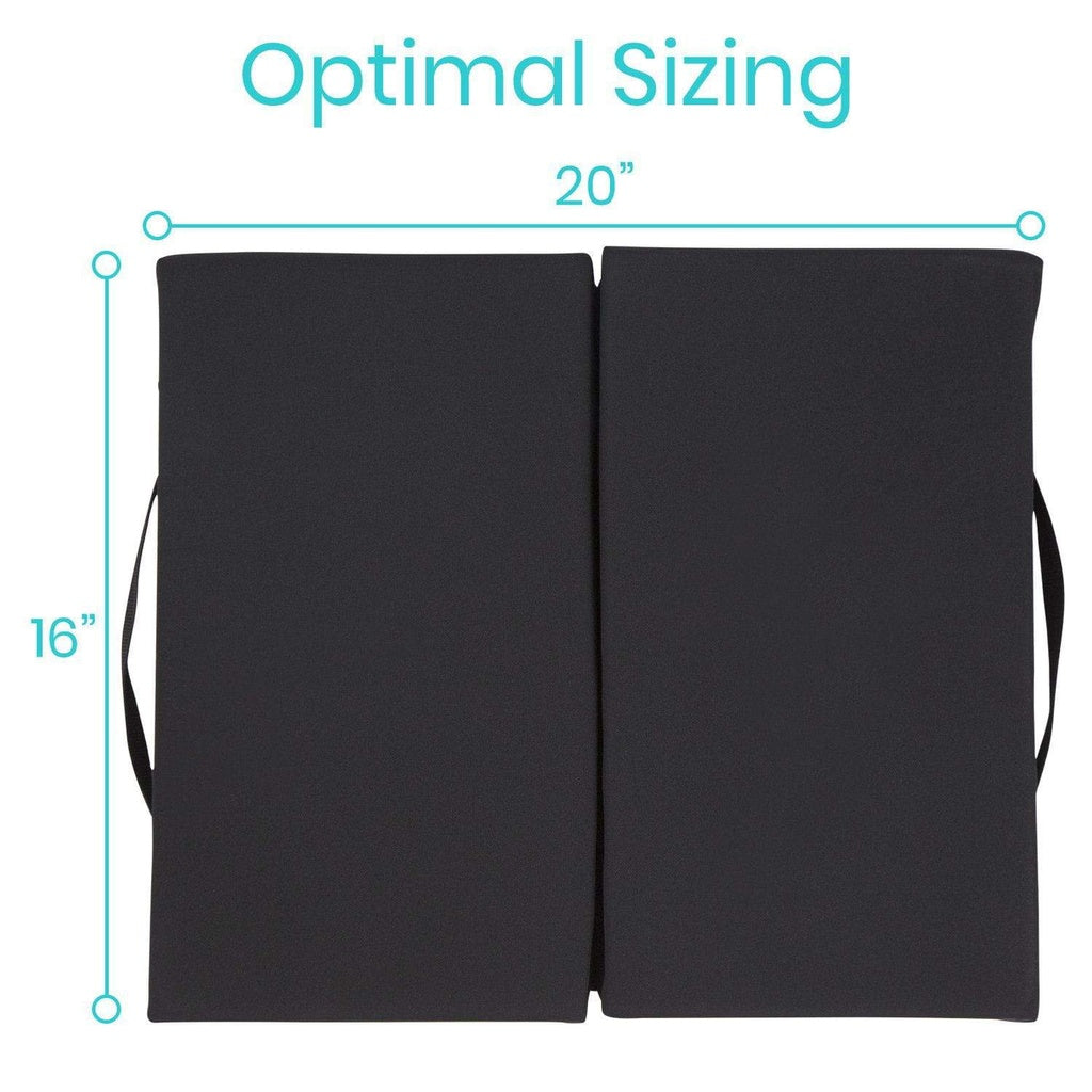 Black mat with dimensions labeled on a white background