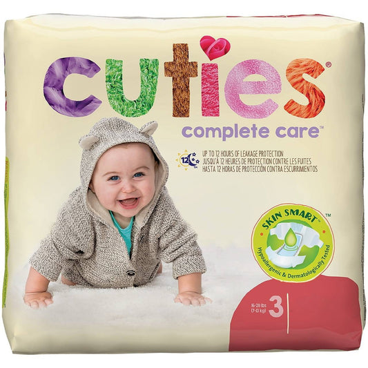 Pack of Cuties diapers with a baby in a costume on the packaging