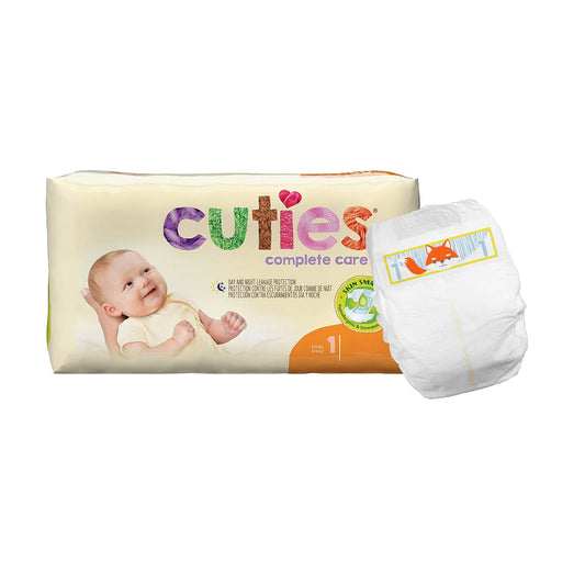 Cuties complete care baby diapers packaging on a white background