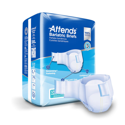 Attends Bariatric Briefs packaging on a white background