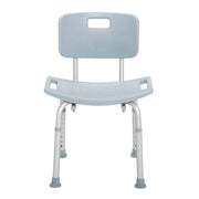 Gray shower chair with backrest on a white background