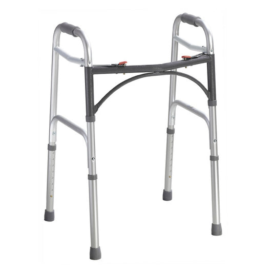 Silver walker with four legs on a white background