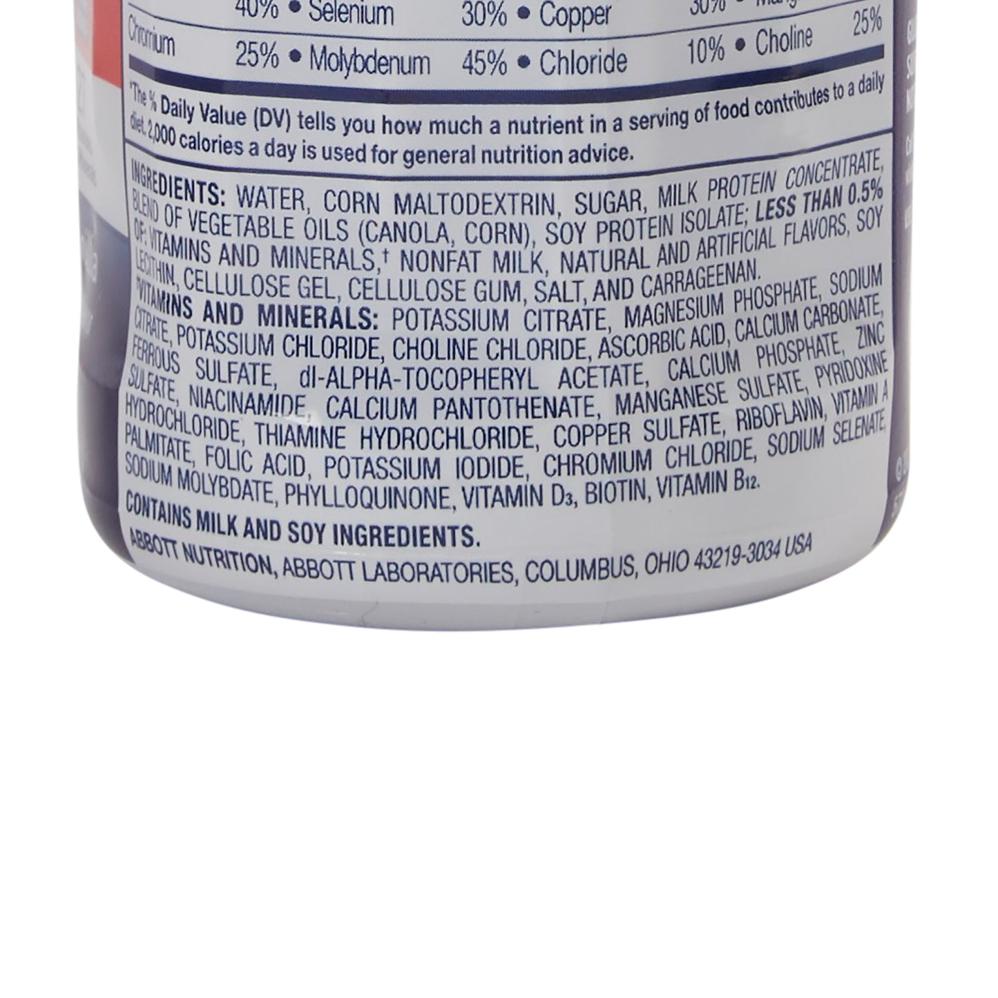 Close-up of a supplement bottle label with detailed ingredient list on a white background