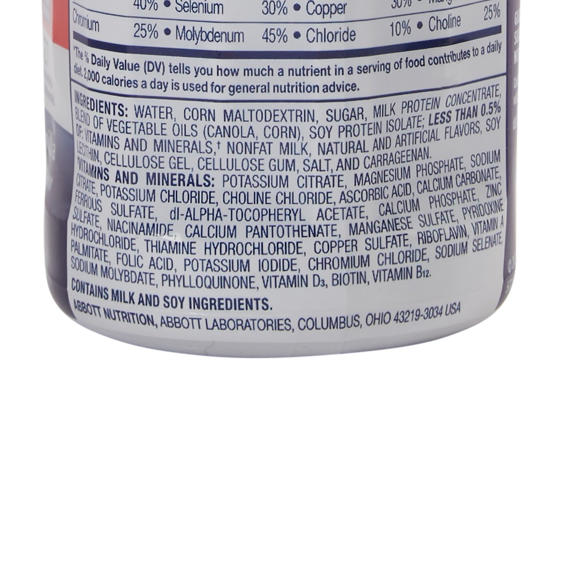 Close-up of a supplement bottle label with detailed ingredient list on a white background