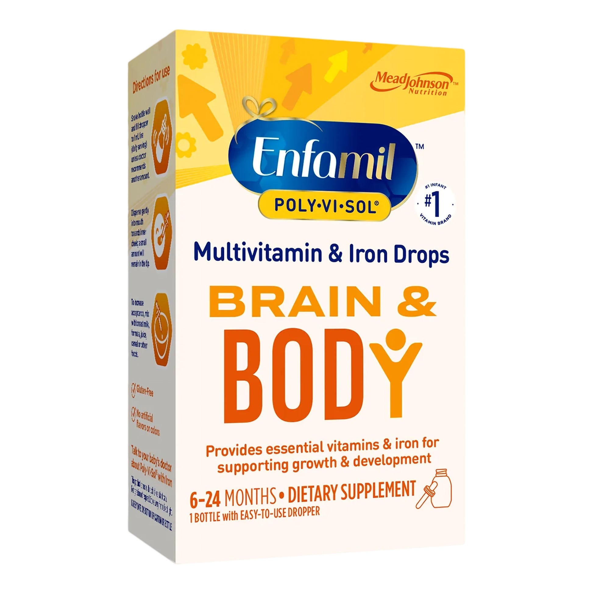 Enfamil Poly-Vi-Sol Multivitamin & Iron Drops packaging on a white background