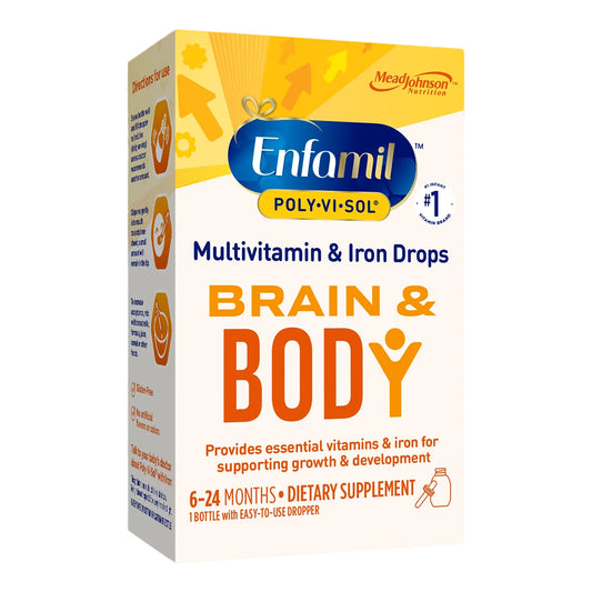 Enfamil Poly-Vi-Sol Multivitamin & Iron Drops packaging on a white background