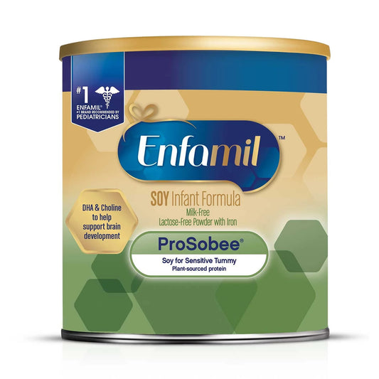 Enfamil Soy Infant Formula can on a white background