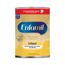 Enfamil infant formula can on a white background