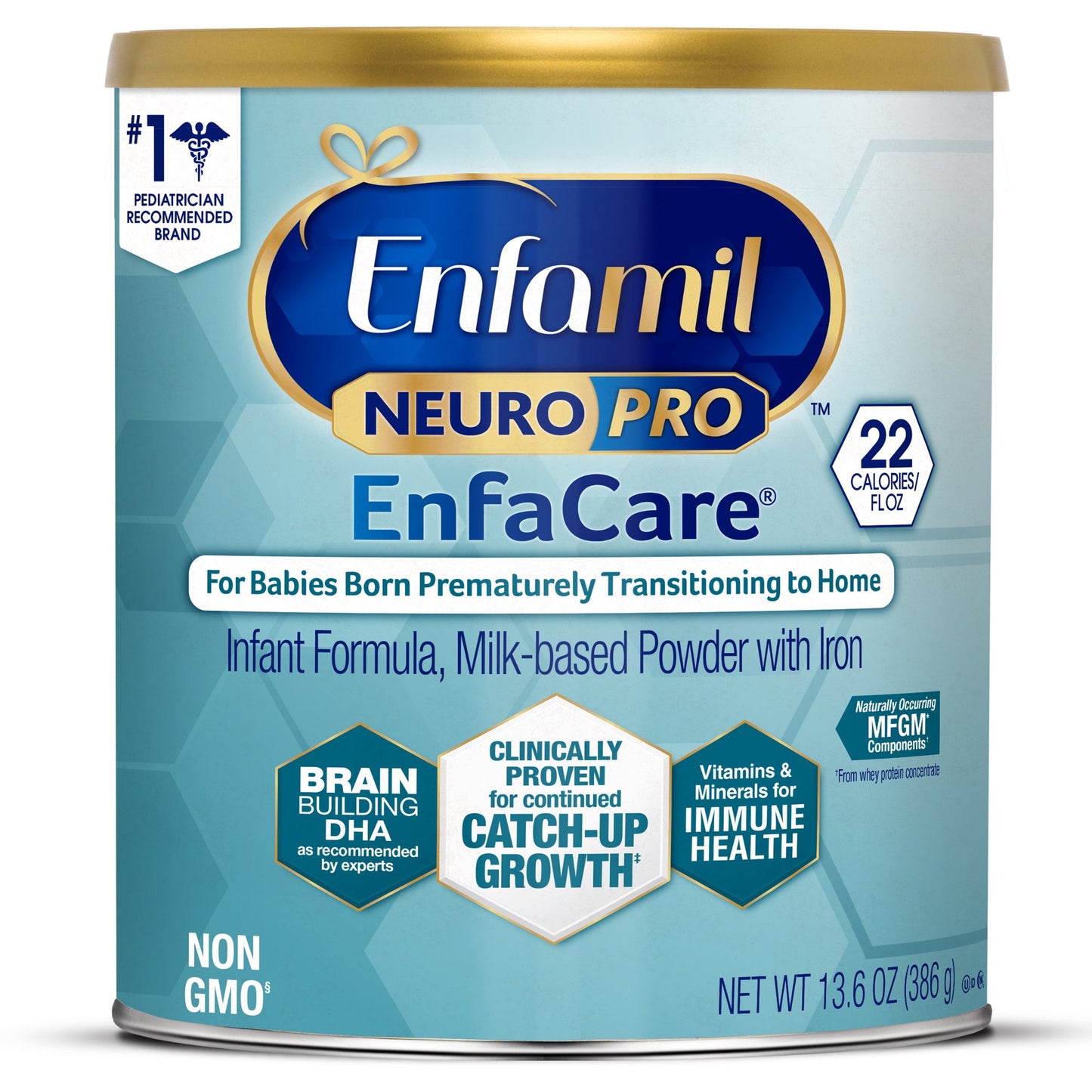 Enfamil NeuroPro EnfaCare infant formula can on a white background