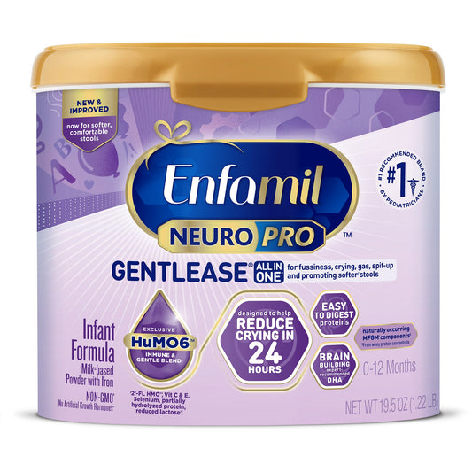 Enfamil NeuroPro Gentlease infant formula container on a white background