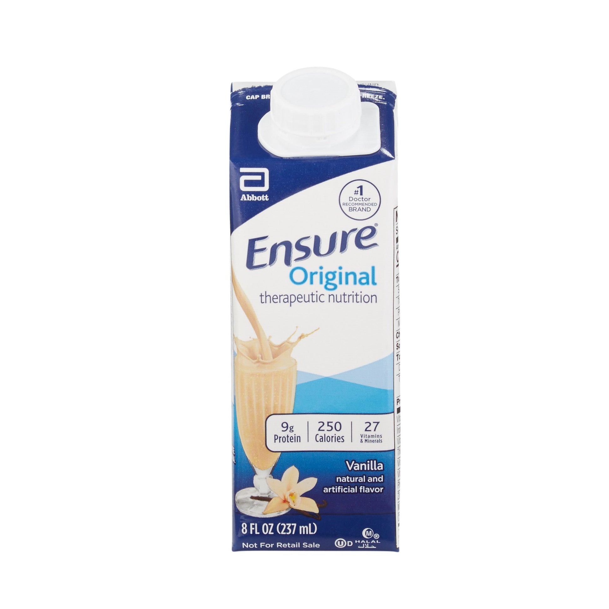 Ensure Original therapeutic nutrition vanilla flavor box on a white background