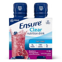 Ensure Clear nutrition drink package with blue and white design