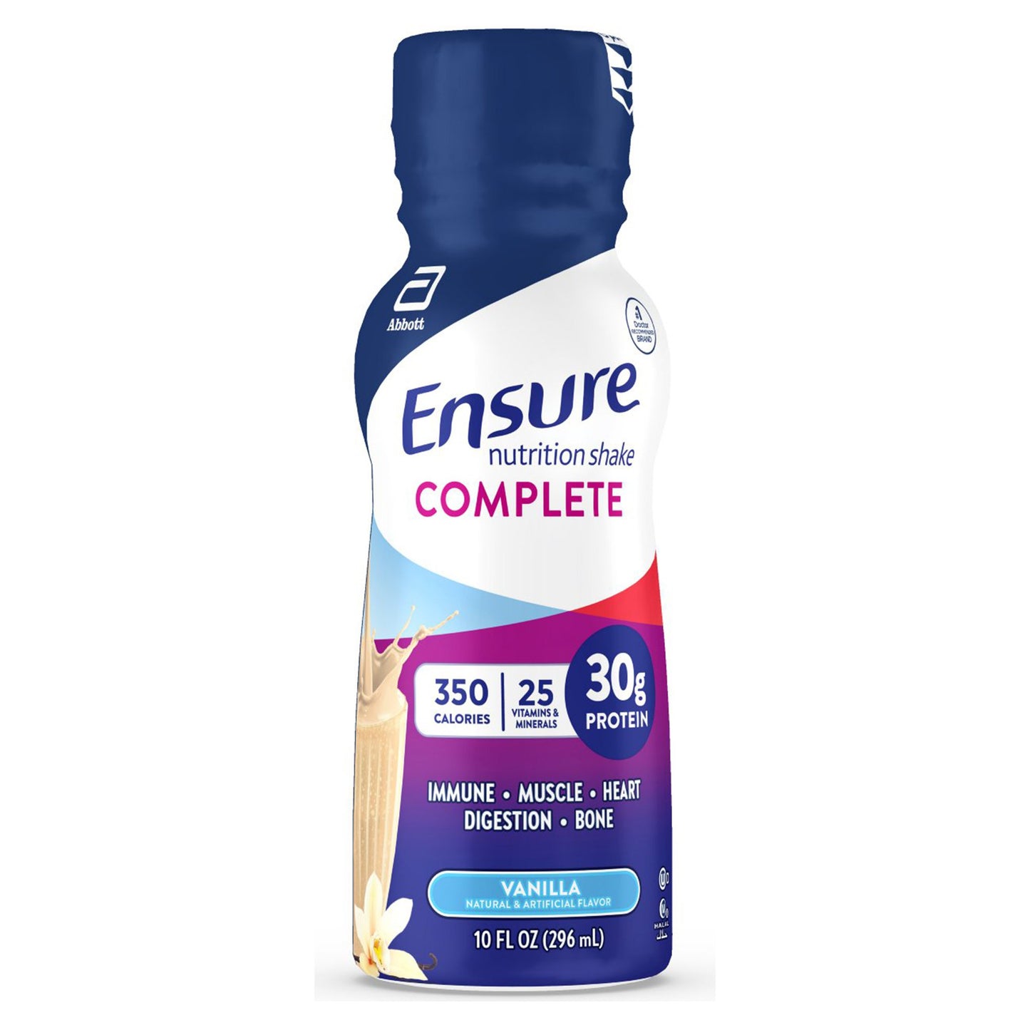 Ensure nutrition shake bottle on a white background