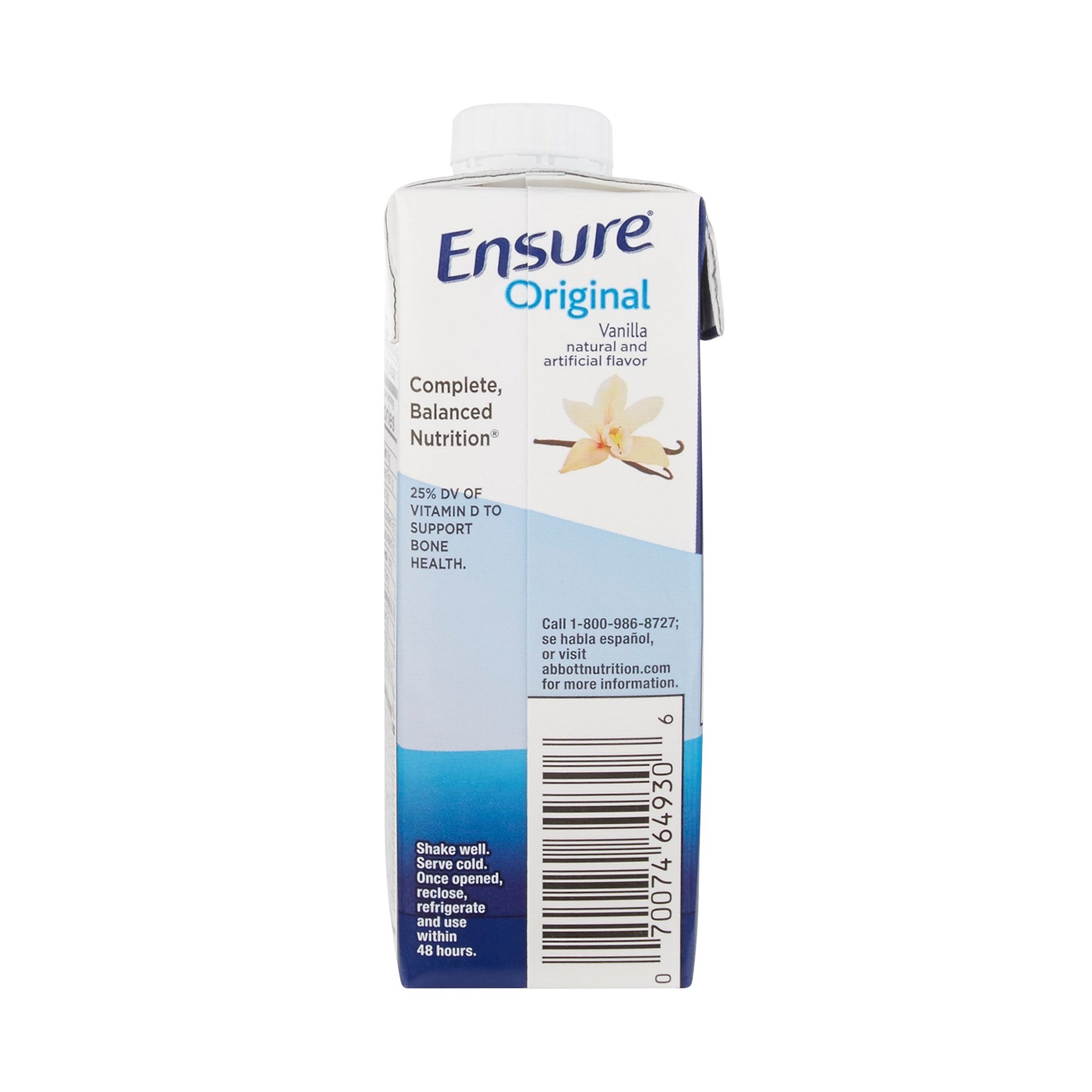 Ensure Original Vanilla nutrition drink package on a white background